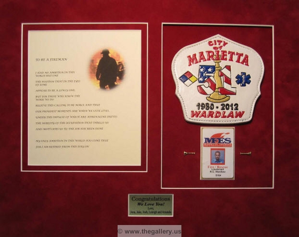 City of Marietta Fire Department gift






The Gallery at Brookwood
www.thegallery.us
770-941-3394
Your Custom Framing Expert
Picture Framing Examples
Custom Framing Examples
Shadowbox Examples
IMG_2028