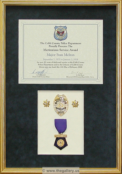 Cobb County Police Department retirement gift. We've done 100's for Cobb County Police Dept.






The Gallery at Brookwood
www.thegallery.us
770-941-3394
Your Custom Framing Expert
Picture Framing Examples
Custom Framing Examples
Shadowbox Examples
cobb_county_police_department_retirement_gift