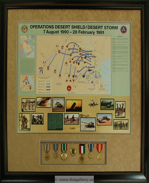 Desert Storm medals with poster






The Gallery at Brookwood
www.thegallery.us
770-941-3394
Your Custom Framing Expert
Picture Framing Examples
Custom Framing Examples
Shadowbox Examples
desert_storm_shadow_box