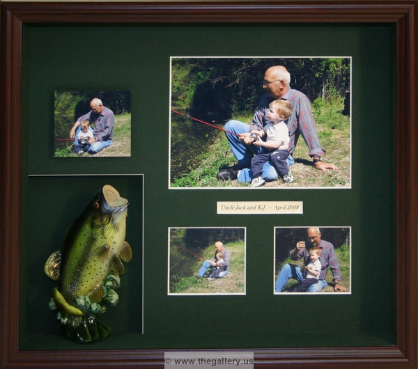 Shadowbox  with fish statue and photos.






The Gallery at Brookwood
www.thegallery.us
770-941-3394
Your Custom Framing Expert
Picture Framing Examples
Custom Framing Examples
Shadowbox Examples
fish_with_photos