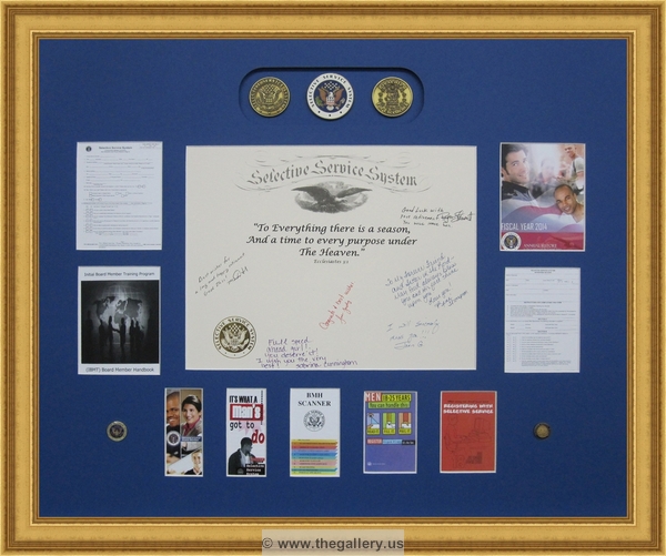 Selective Service System Shadow box






The Gallery at Brookwood
www.thegallery.us
770-941-3394
Your Custom Framing Expert
Picture Framing Examples
Custom Framing Examples
Shadowbox Examples
frames_certificate_with_coins