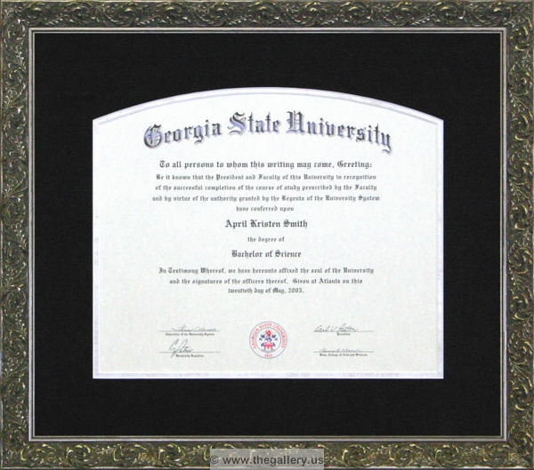  Georgia State University diploma framed with a Larson Juhl frame.






The Gallery at Brookwood
www.thegallery.us
770-941-3394
Your Custom Framing Expert
Picture Framing Examples
Custom Framing Examples
Shadowbox Examples
ga_state_diploma2