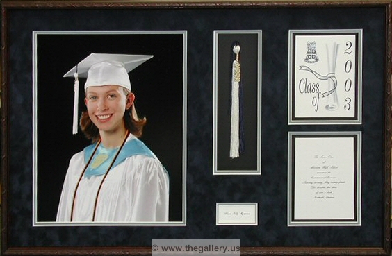 High school graduation shadow box with tassel insert and invitation.






The Gallery at Brookwood
www.thegallery.us
770-941-3394
Your Custom Framing Expert
Picture Framing Examples
Custom Framing Examples
Shadowbox Examples
gradWtassel