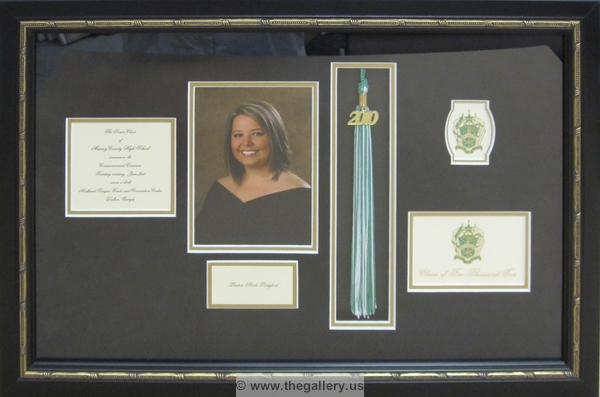 High School graduation shadow box with tassel insert and invitation.






The Gallery at Brookwood
www.thegallery.us
770-941-3394
Your Custom Framing Expert
Picture Framing Examples
Custom Framing Examples
Shadowbox Examples
graduate_diploma_with_tassel