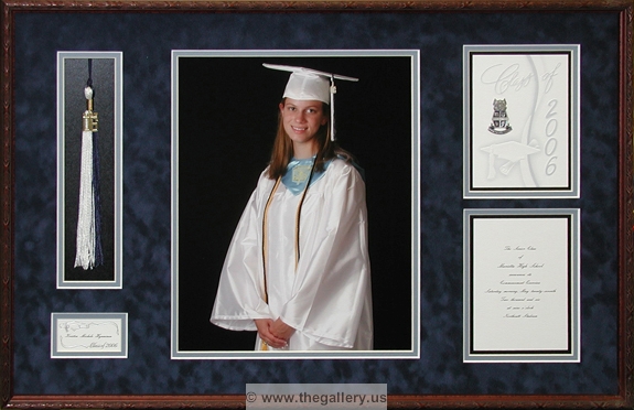 High school graduation shadow box with tassel insert and invitation.






The Gallery at Brookwood
www.thegallery.us
770-941-3394
Your Custom Framing Expert
Picture Framing Examples
Custom Framing Examples
Shadowbox Examples
high_school_photo_invitation_with_tassel