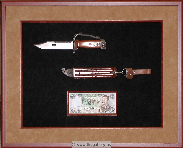 Shadowbox with Iraq knife and money.






The Gallery at Brookwood
www.thegallery.us
770-941-3394
Your Custom Framing Expert
Picture Framing Examples
Custom Framing Examples
Shadowbox Examples
iraq_knife_shadow_box