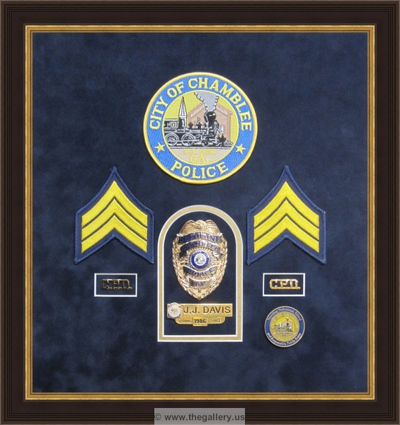 Police badge and patches shadowbox 






The Gallery at Brookwood
www.thegallery.us
770-941-3394
Your Custom Framing Expert
Picture Framing Examples
Custom Framing Examples
Shadowbox Examples
police-shadowbox