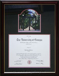 University of Georgia diploma with UGA Arch photo.

The Gallery at Brookwood
www.thegallery.us
770-941-3394
Your Custom Framing Expert
Picture Framing Examples
Custom Framing Examples
Shadowbox Examples