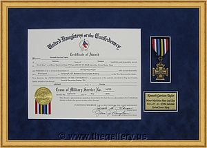 The Daughters of the Confederacy certificate with medal

The Gallery at Brookwood
www.thegallery.us
770-941-3394
Your Custom Framing Expert
Picture Framing Examples
Custom Framing Examples
Shadowbox Examples