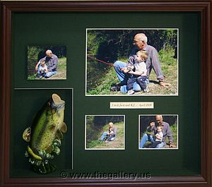 Shadowbox  with fish statue and photos.

The Gallery at Brookwood
www.thegallery.us
770-941-3394
Your Custom Framing Expert
Picture Framing Examples
Custom Framing Examples
Shadowbox Examples