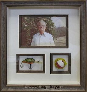 Framed photo with fishing lure and float.

The Gallery at Brookwood
www.thegallery.us
770-941-3394
Your Custom Framing Expert
Picture Framing Examples
Custom Framing Examples
Shadowbox Examples