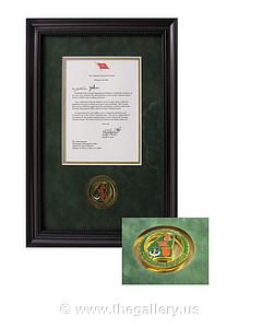Framed document with coin for Dobbins Air Force Base.

The Gallery at Brookwood
www.thegallery.us
770-941-3394
Your Custom Framing Expert
Picture Framing Examples
Custom Framing Examples
Shadowbox Examples
