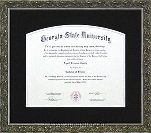  Georgia State University diploma framed with a Larson Juhl frame.

The Gallery at Brookwood
www.thegallery.us
770-941-3394
Your Custom Framing Expert
Picture Framing Examples
Custom Framing Examples
Shadowbox Examples