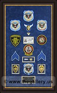 Police Department retirement shadow box with police badges, patches, ID cards and lapel pins.
Picture_Frames.jpg