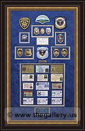 Cobb County Police Department retirement shadow box with police badges, patches, ID cards and lapel pins.
woodstock_shadowbox_framer.jpg