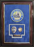  Police Department retirement shadow box with police badges, patches, ID cards and lapel pins. 
diploma_framing_atlanta.jpg