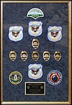 Police Department retirement shadow box with police badges, patches, ID cards and lapel pins.
marietta_frame_shop.jpg