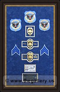 Police Department retirement shadow box with police badges, patches, ID cards and lapel pins.
interior.jpg