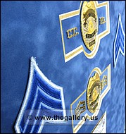 Police Department retirement shadow box with police badges, patches, ID cards and lapel pins (detail)
johns-creek-mirror-hanger.jpg